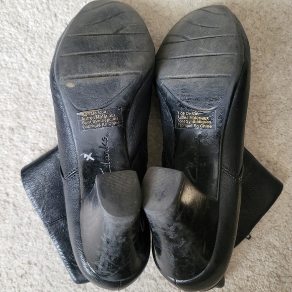 CLARKS Women's Ankle Heel Leather Boots Size 10 Black - Picture 7 of 9